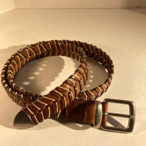 Vintage Hand Tied Brown Saddle Leather with Silver Brass Accents